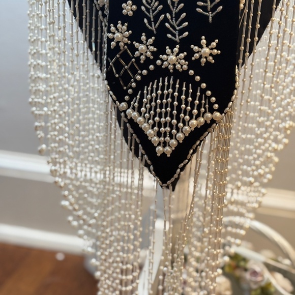 ONE of a KIND ELEGANT PARIS BLACK VELVET- PEARL BEADED GOWN - Picture 9 of 16